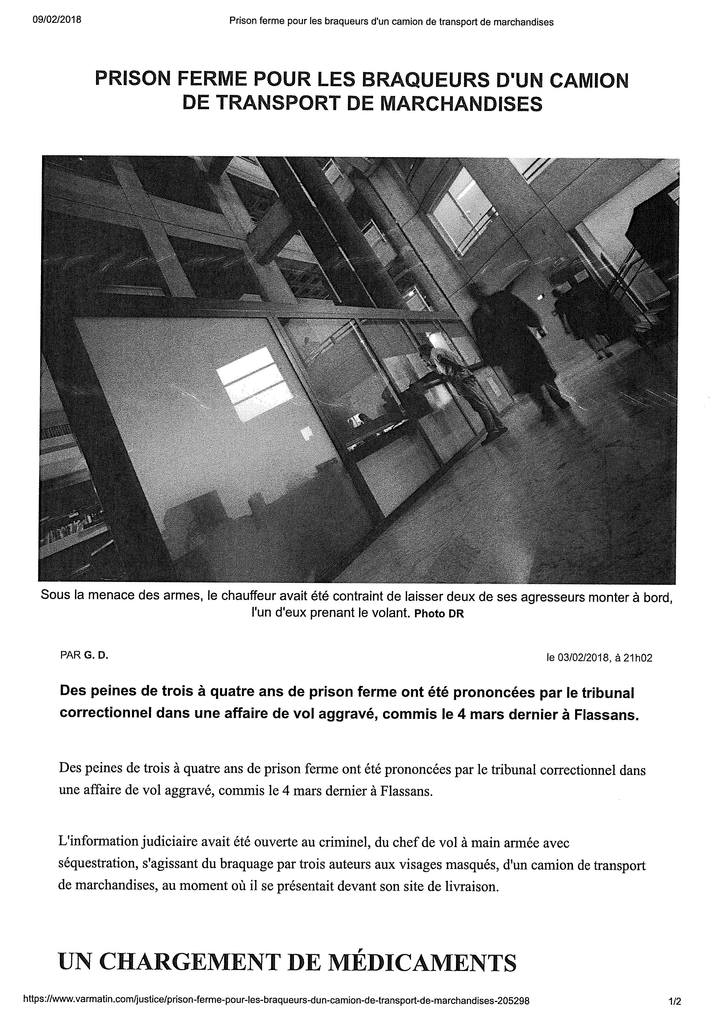 Tribunal Correctionnel de Draguignan - Affaire de vol à main armée correctionnalisé ----> clickez pour voir l'article dans son intégralité